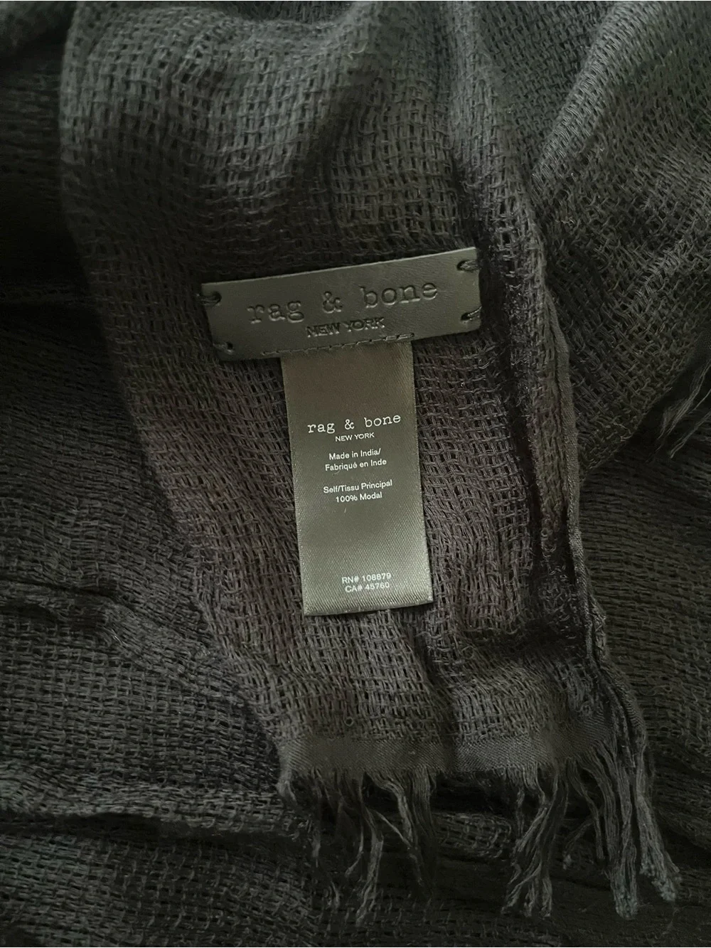 Rag & Bone Black Buckley Scarf